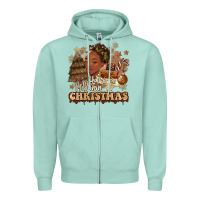 Seafoam have a melanin christmas  black woman Zipper Hoodie - MaliasSmallBusiness