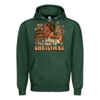 Sports Green have a melanin christmas  black woman Zipper Hoodie - MaliasSmallBusiness