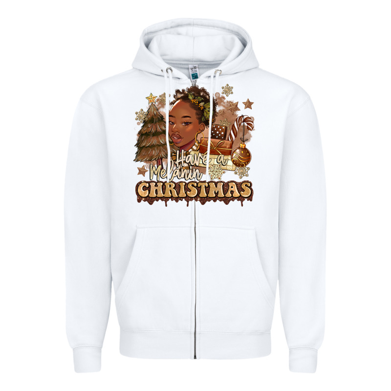 Have A Melanin Christmas  Black Woman Zipper Hoodie by MaliasSmallBusiness | Teevron