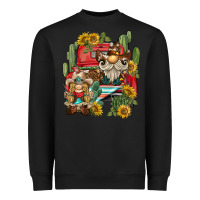 Black western gnome truck cactus sunflower Heavyweight Sweatshirt - BarkalooDesign