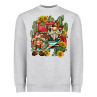 Heather Grey western gnome truck cactus sunflower Heavyweight Sweatshirt - BarkalooDesign