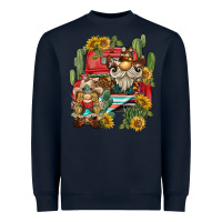 Navy western gnome truck cactus sunflower Heavyweight Sweatshirt - BarkalooDesign