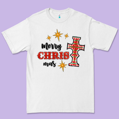 Merry Christmas Cross Premium Tee Designed By Ranaportraitstore