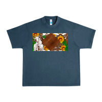 Midnight Navy baby goats and sunflower and cactus with cowhide license plate Urban Heavy Tee - Artiststas