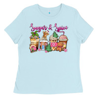 Sugar And Spice Pink Gingerbread Coffee Cups Ladies Tee | Teevron
