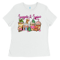 White sugar and spice pink gingerbread coffee cups Ladies Tee - Zillion Design Studio