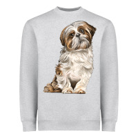 Heather Grey Shih Tzu Dog Heavyweight Sweatshirt - LillyAllenDesigns