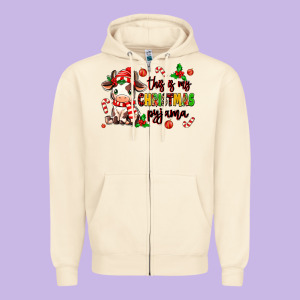 This Is My  Christmas Pyjama Zipper Hoodie Designed By Maliassmallbusiness
