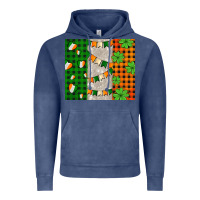 Vintage Denim irish flag with shamrocks and heart Vintage Hoodie - AdoDesignShop