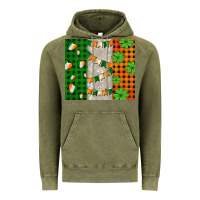 Vintage Olive irish flag with shamrocks and heart Vintage Hoodie - AdoDesignShop
