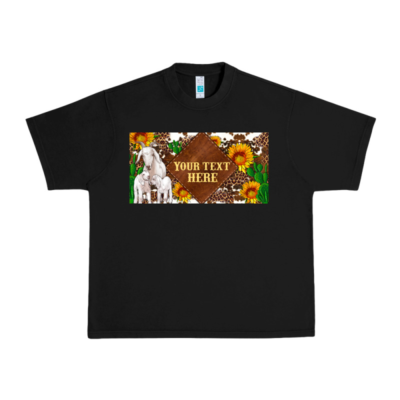 (preview)baby Goats And Sunflower And Cactus With Cowhide License Plat Urban Heavy Tee by Artiststas | Teevron