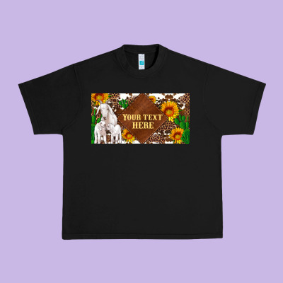 (preview)baby Goats And Sunflower And Cactus With Cowhide License Plat Urban Heavy Tee Designed By Artiststas