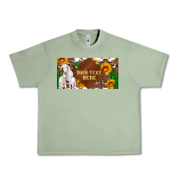 Oil Green (preview)baby goats and sunflower and cactus with cowhide license plat Urban Heavy Tee - Artiststas