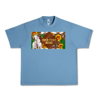Pebble Blue (preview)baby goats and sunflower and cactus with cowhide license plat Urban Heavy Tee - Artiststas