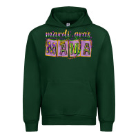 Forest Green Mardi gras mama with beads mother's day Urban Hoodie - HowdyJamesFarm