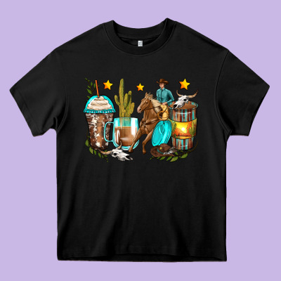 Cowboy Coffee Cups Heavy Core Tee Designed By Zillion Design Studio
