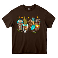 Chocolate Brown cowboy coffee cups Heavy Core Tee - Zillion Design Studio