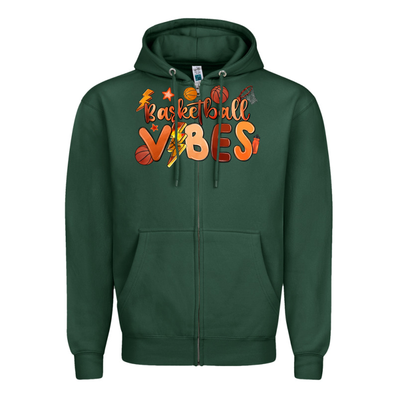 Basketball Vibes Zipper Hoodie by MaliasSmallBusiness | Teevron