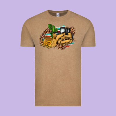 Bulldozer Leopard Cactus Sunflower Vintage Tee Designed By Artiststas