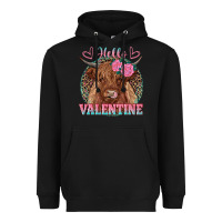 Black hello valentine highland cow Heavyweight Hoodie - RanaPortraitStore