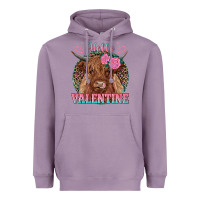 Lavender hello valentine highland cow Heavyweight Hoodie - RanaPortraitStore