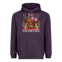 Plum hello valentine highland cow Heavyweight Hoodie - RanaPortraitStore