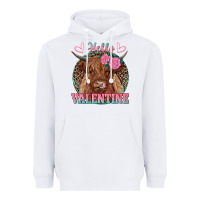 White hello valentine highland cow Heavyweight Hoodie - RanaPortraitStore
