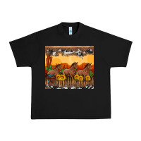 Black western horses and  sunset with sunflowers Urban Heavy Tee - Artiststas