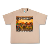 Burro western horses and  sunset with sunflowers Urban Heavy Tee - Artiststas