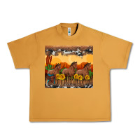 Peanut Butter western horses and  sunset with sunflowers Urban Heavy Tee - Artiststas
