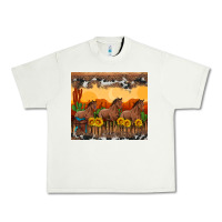 Pistachio western horses and  sunset with sunflowers Urban Heavy Tee - Artiststas