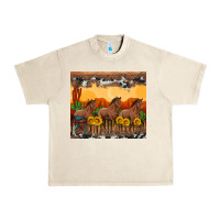 Sandshell western horses and  sunset with sunflowers Urban Heavy Tee - Artiststas