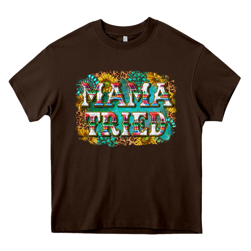 Western Mama Tried With Sunflowers And Gemstone Heavy Core Tee by texasbilliewilder | Teevron
