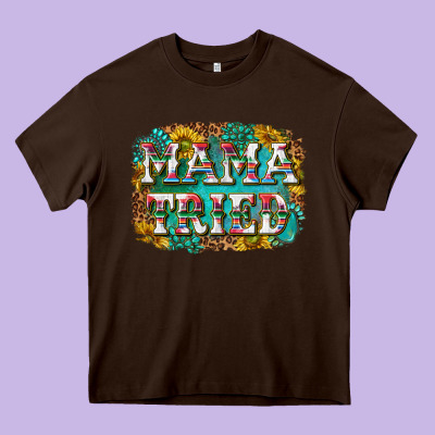 Western Mama Tried With Sunflowers And Gemstone Heavy Core Tee Designed By Texasbilliewilder