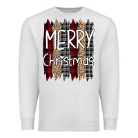 Oatmeal Heather Merry Christmas Leopard Premium Sweatshirt - Bettercallsaul