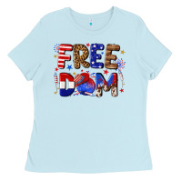 Baby Blue fourth of july freedom Ladies Tee - texasbilliewilder