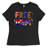 Black fourth of july freedom Ladies Tee - texasbilliewilder