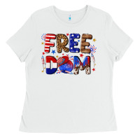 White fourth of july freedom Ladies Tee - texasbilliewilder