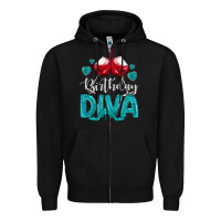 Black birthday diva turquoise Zipper Hoodie - MaliasSmallBusiness
