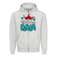 Dove Grey birthday diva turquoise Zipper Hoodie - MaliasSmallBusiness