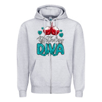 Heather Grey birthday diva turquoise Zipper Hoodie - MaliasSmallBusiness
