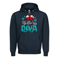 Navy birthday diva turquoise Zipper Hoodie - MaliasSmallBusiness