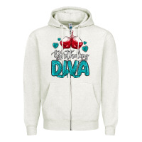 Oatmeal Heather birthday diva turquoise Zipper Hoodie - MaliasSmallBusiness