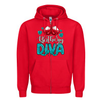 Red birthday diva turquoise Zipper Hoodie - MaliasSmallBusiness