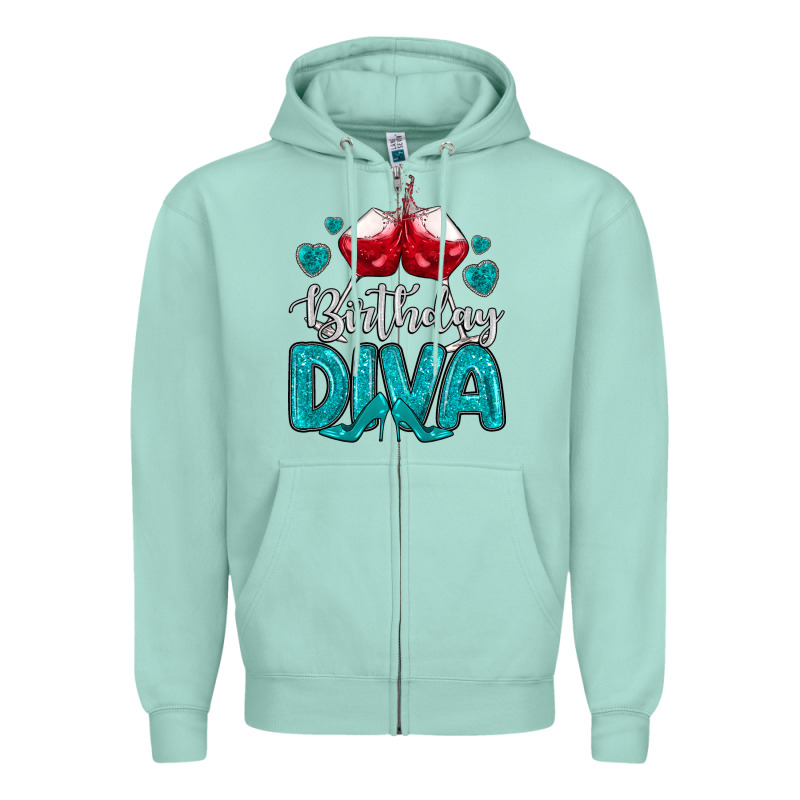Birthday Diva Turquoise Zipper Hoodie by MaliasSmallBusiness | Teevron