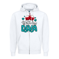 White birthday diva turquoise Zipper Hoodie - MaliasSmallBusiness