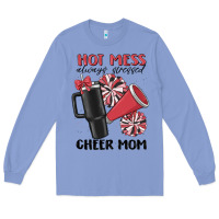 Hot Mess Always Stressed Cheer Mom Long Sleeve Tee | Teevron