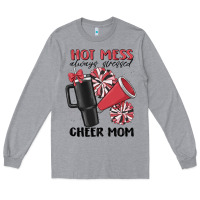 Heather Grey hot mess always stressed cheer mom Long Sleeve Tee - MaliasSmallBusiness