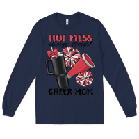 Navy hot mess always stressed cheer mom Long Sleeve Tee - MaliasSmallBusiness