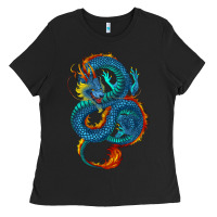 Black blue dragon Ladies Tee - RanaPortraitStore